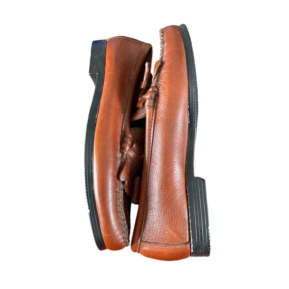 DEXTER MEN'S SADDLE BROWN BRAIDED LEATHER TASSEL SLIP-ON LOAFERS SZ 9.5 NWOT - Picture 2 of 6